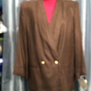 Classic Plaid Double Breasted Skirt Suit